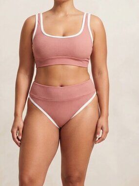 Never worn LainSnow sz Large Kiawah Ribbed Bikini Swim suit toast color